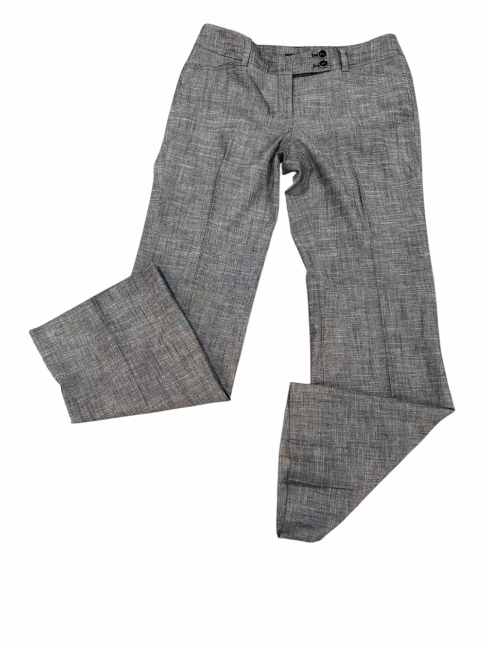 WHBM Legacy Modern Bootcut Trouser Pants Gray Linen Blend 10R